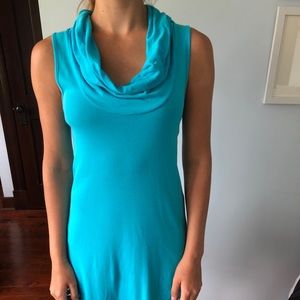 A light blue midi dress.